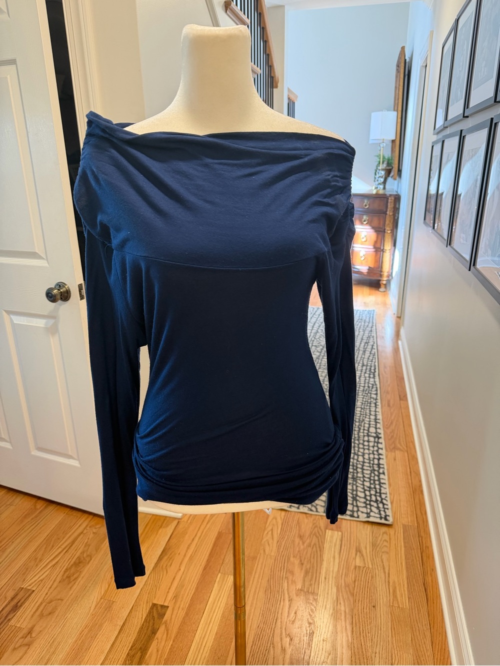 Women's Off-Shoulder Long Sleeve Top - Navy